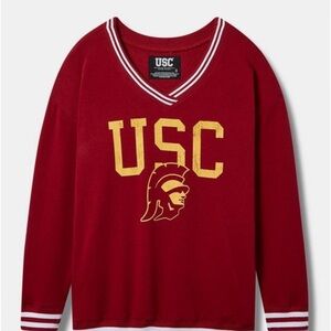 Torrid USC Cozy Fleece V-Neck Sweatshirt with Striped Band Trims